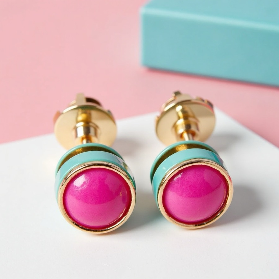Bold colorful costume earrings with gold-tone hardware